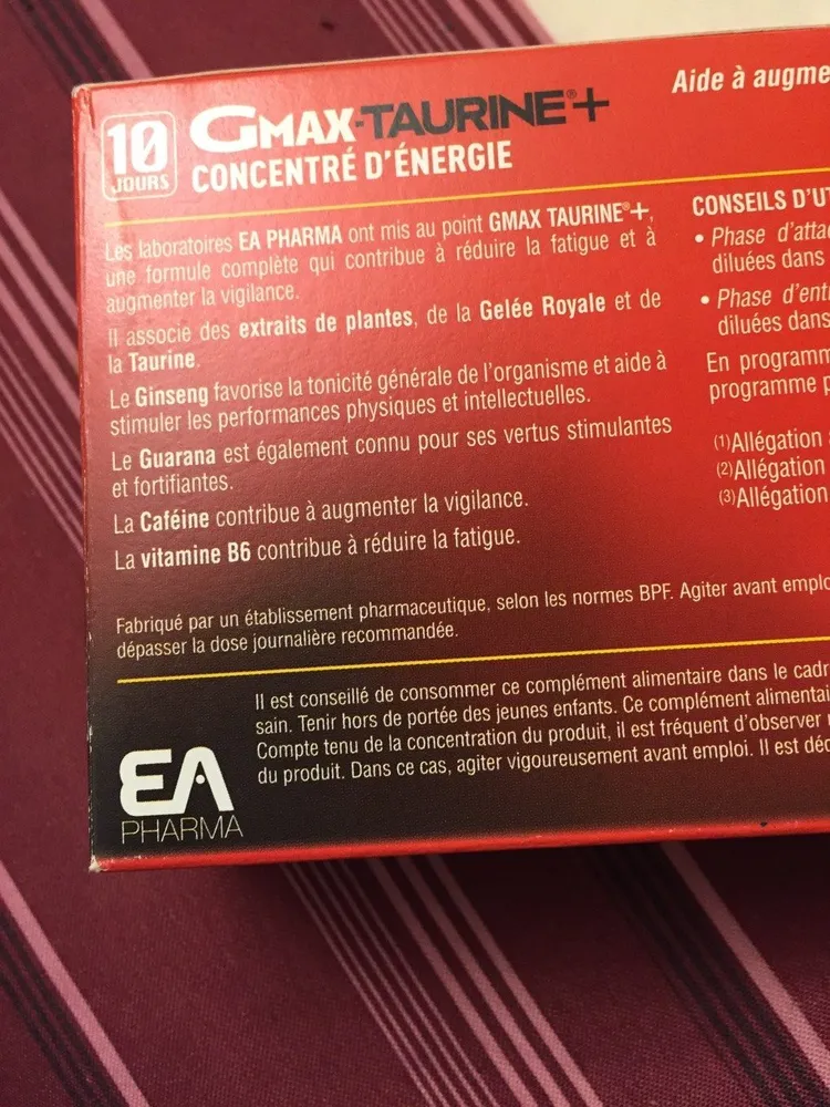 Ea Pharma Gmax Taurine Concentre Energie Goût Orange 30 Ampoules (well Being)