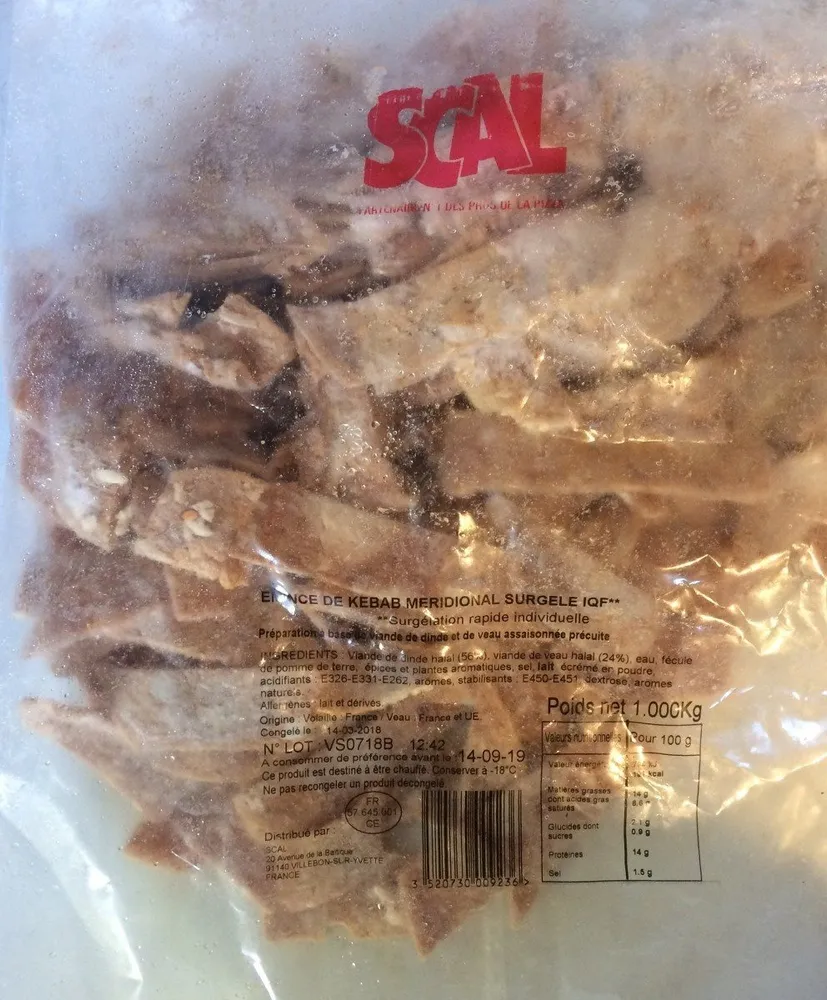 Emince de kebab méridionnal surgelé IQF