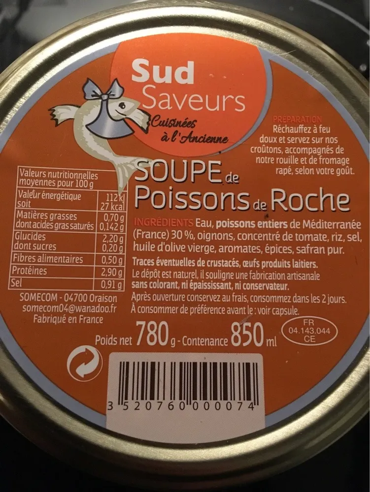 Soupe de poissons de roche