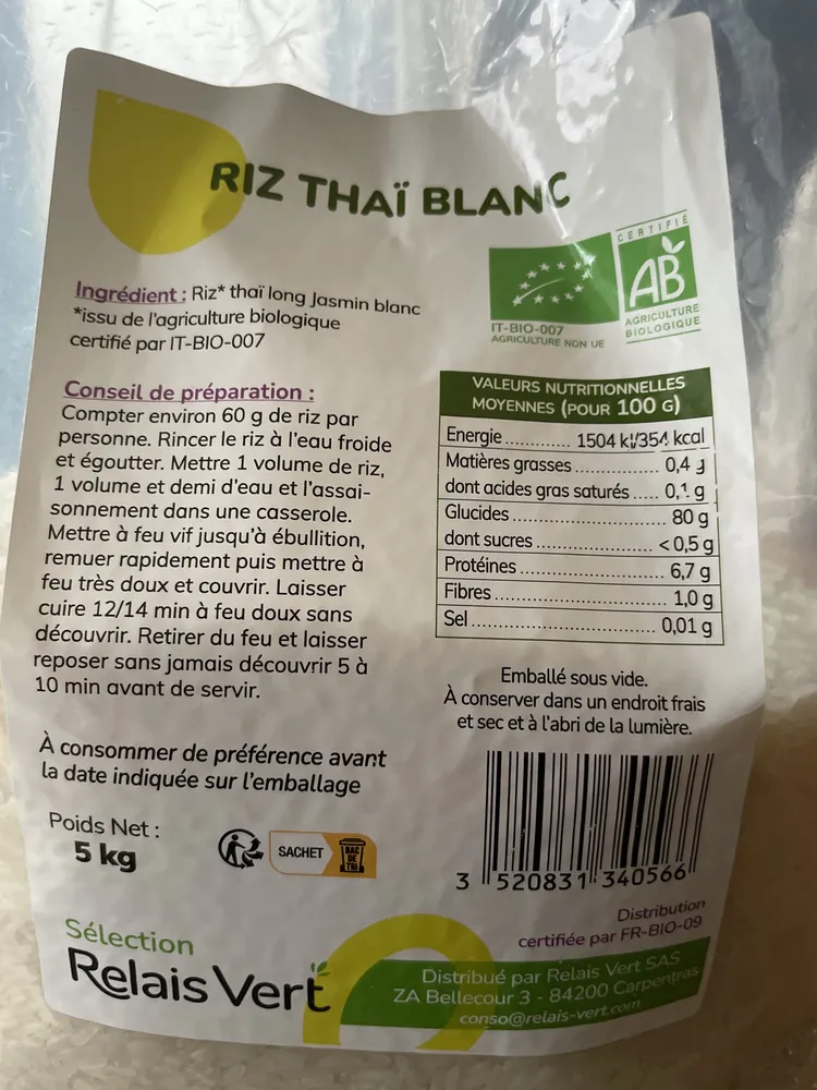 Riz thaï blanc