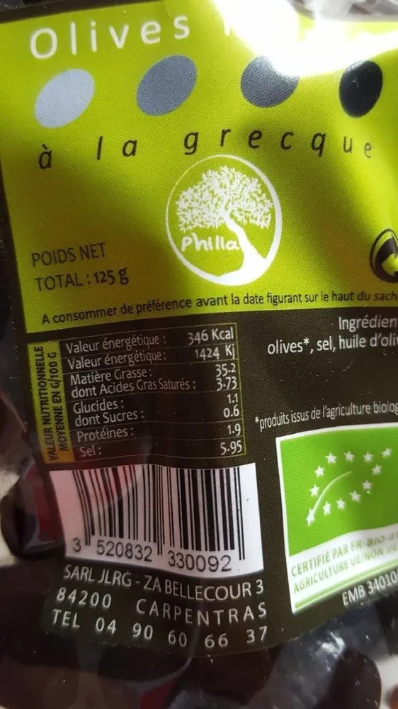 Olives noires à la grecques