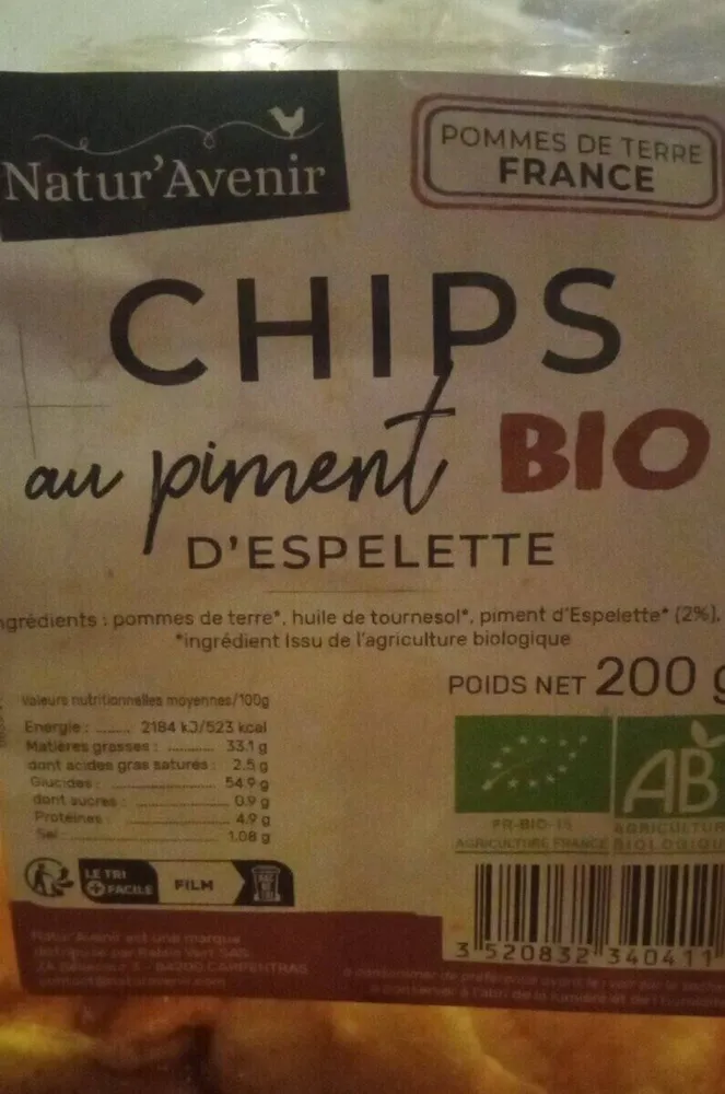 CHIPS au piment BIO d'espelette