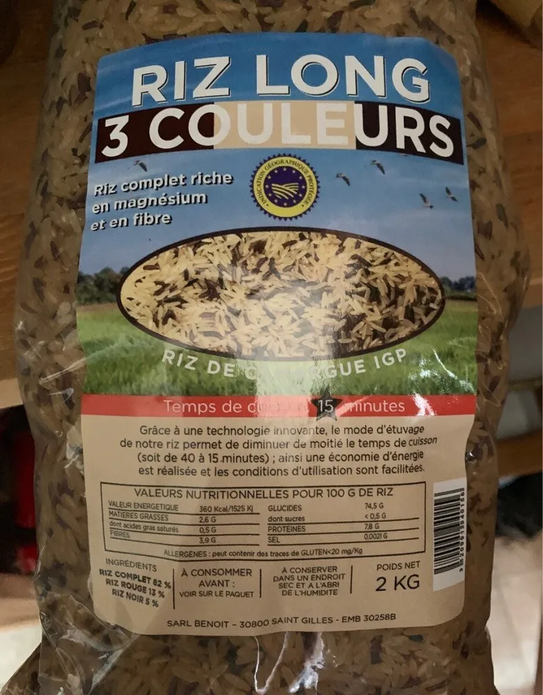 Riz long trois couleur