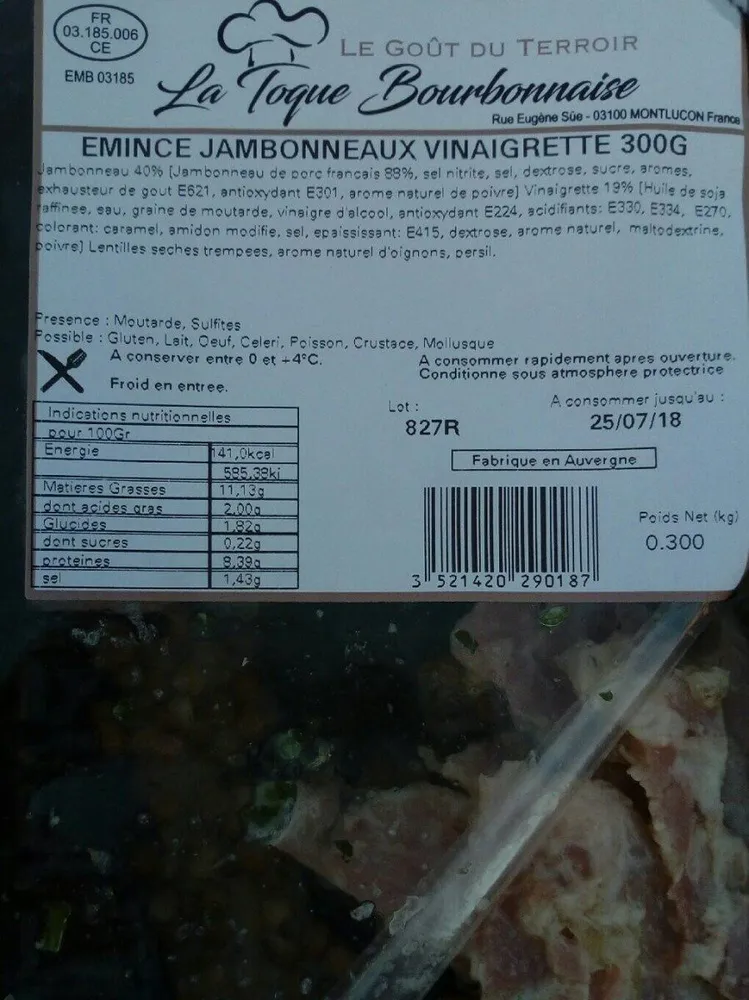 Emincé jambonneau vinaigrette