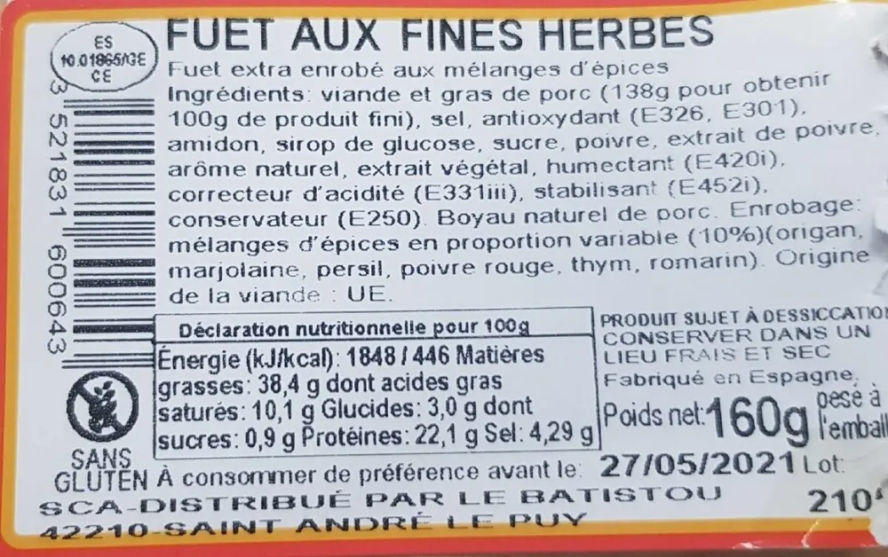 Fuet au fines herbes