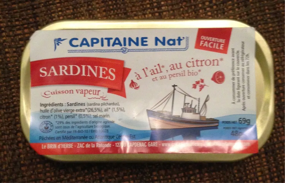 Sardines à l'ail, au citron et au persil bio