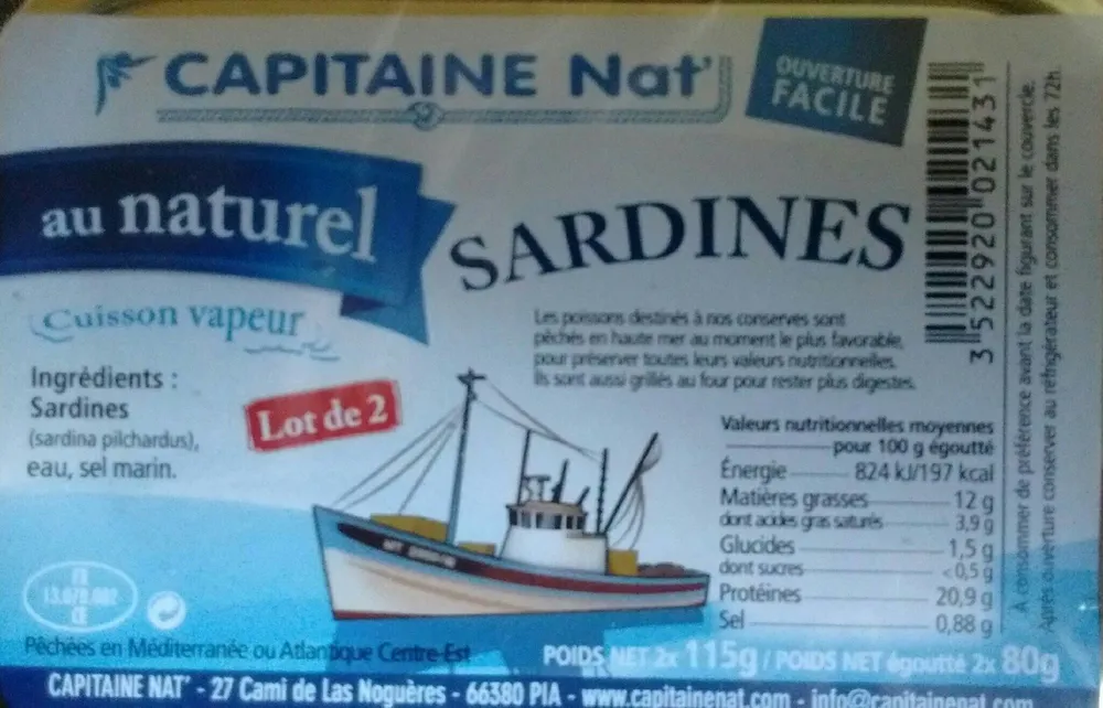 Sardines au naturel