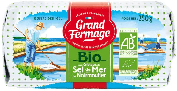 Beurre moulé biologique aux cristaux de sel de Mer de Noirmoutier