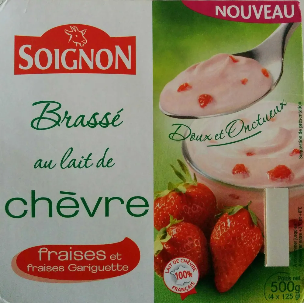 Brassé au lait de chèvre fraises et fraises Gariguette