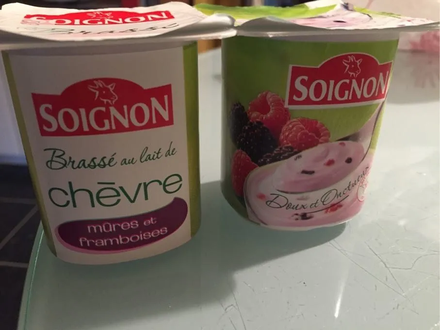 Brassé au lait de chèvre mûres et framboises