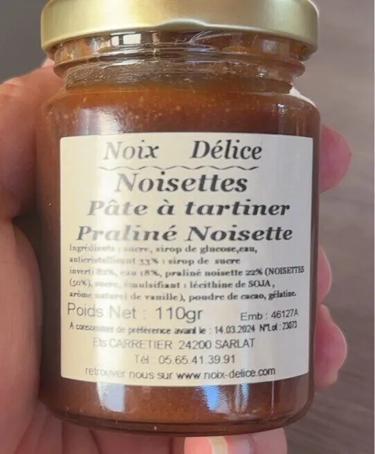 Pate a tartiner praliné noisette