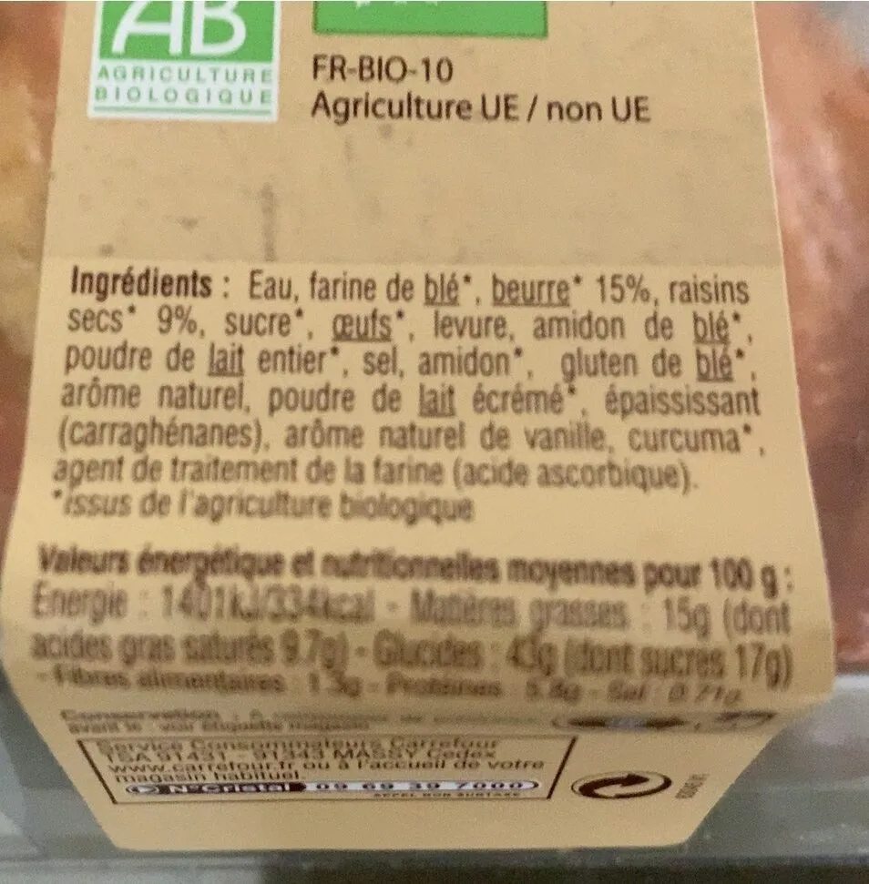 Pain aux raisins bio