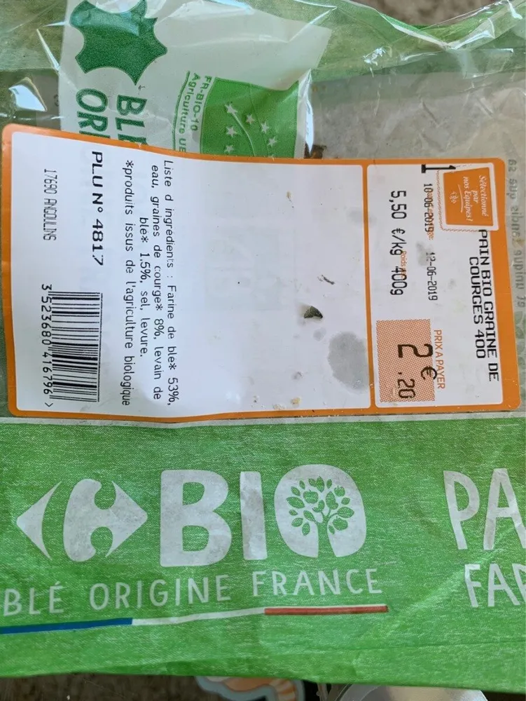 Pain bio graines de courges