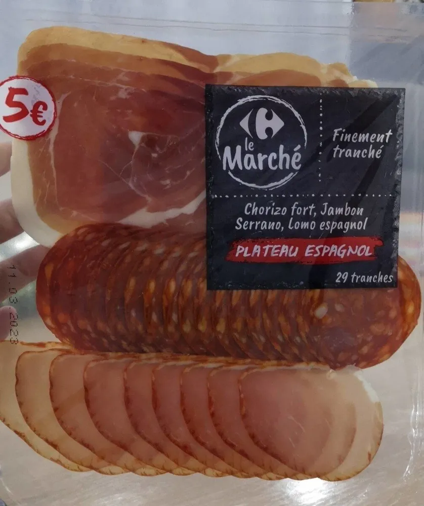 Chorizo fort, Jambon Serrano, Lomo espagnol PLATEAU ESPAGNOL
