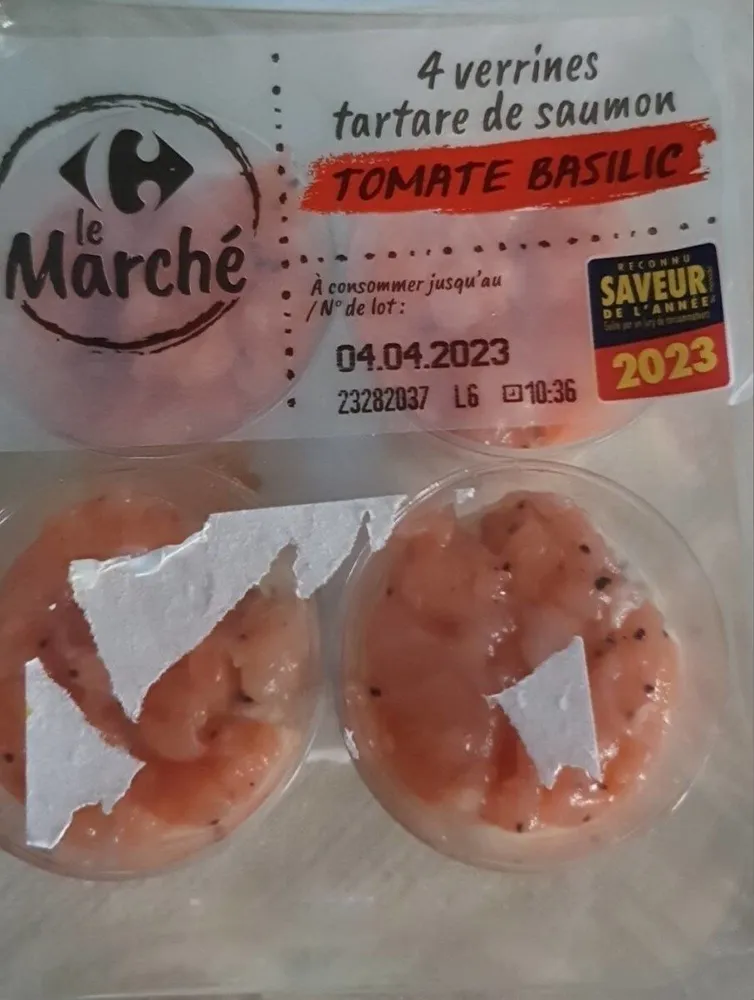 4 Verrines tartare de saumon tomate basilic
