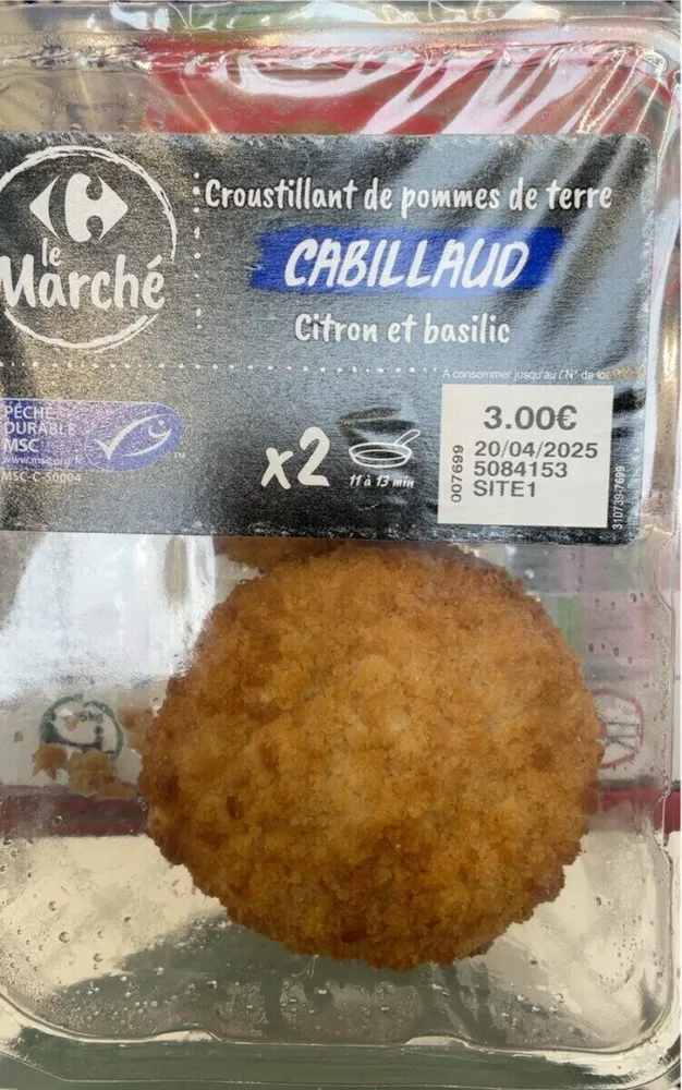 Croustillant de pommes de terre Cabillaud Citron et basilic