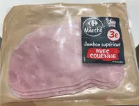 Jambon cuit supérieur avec couenne 4 tranches