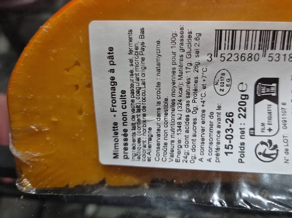 Mimolette - fromage à pâte pressée non cuite