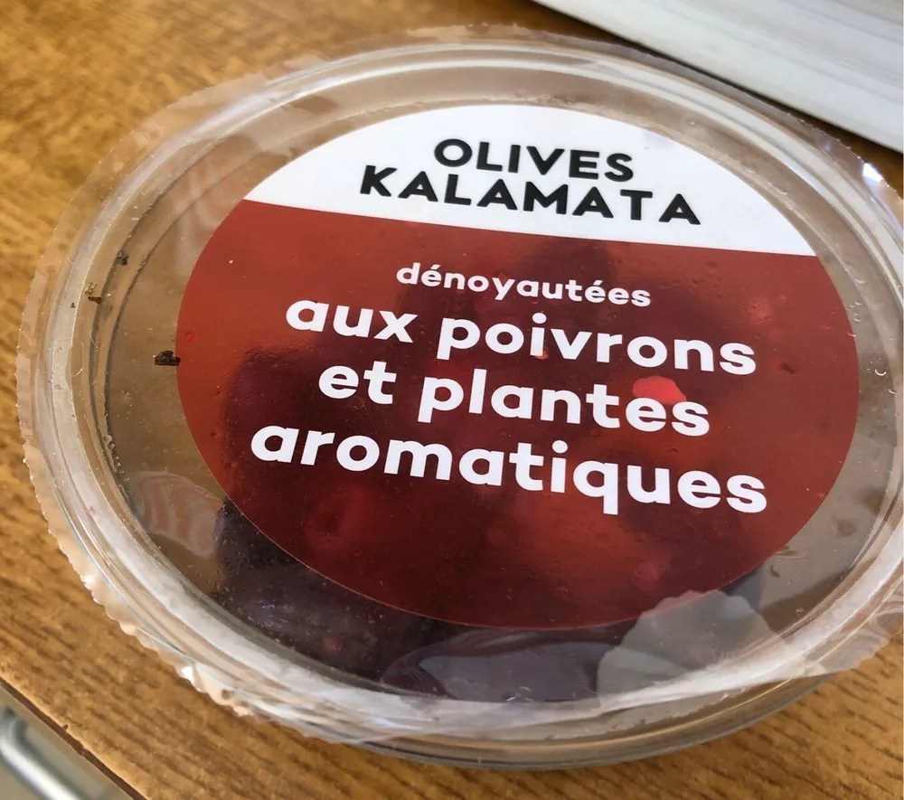 Olives KALAMATA denoyautées aux poivrons et plantes aromatiques