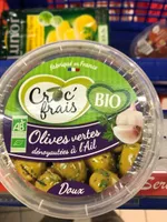 Olives vertes à l'ail, dénoyautées