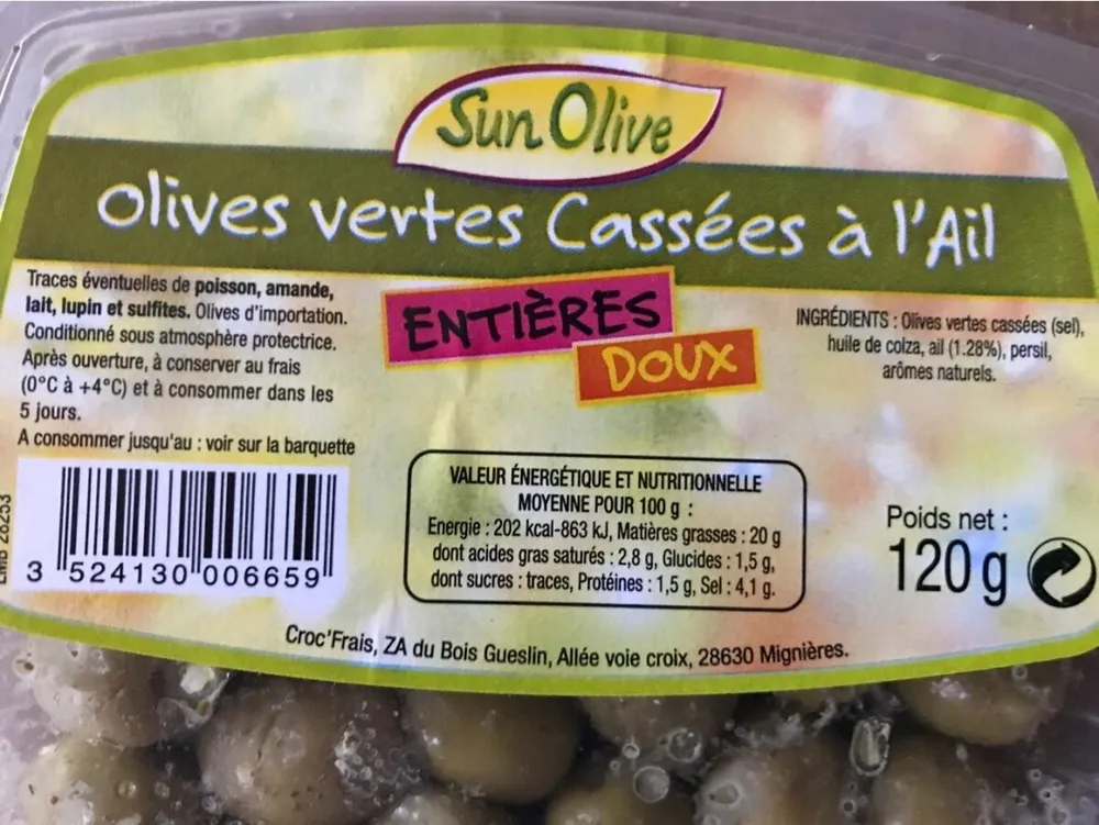 Olives Cassees A L'ail 120g