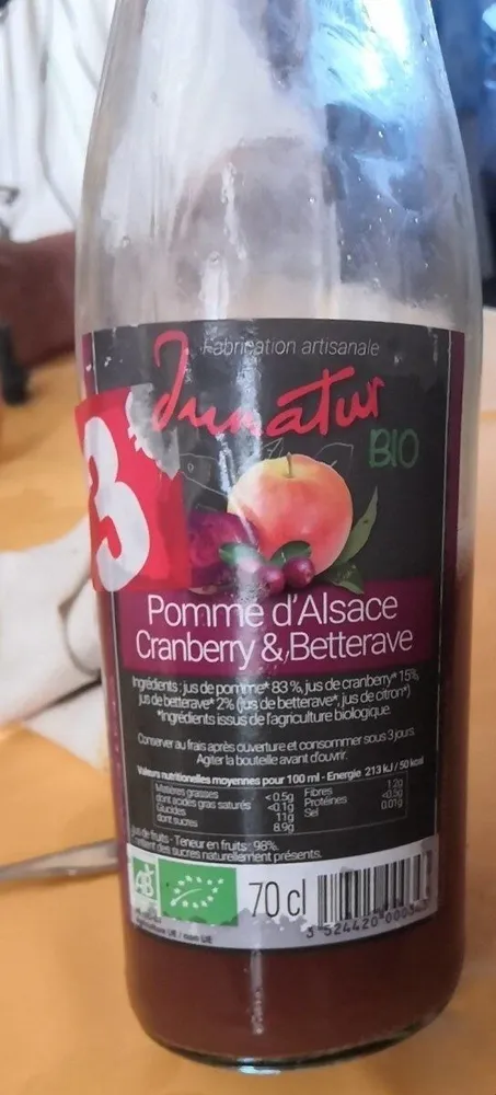Jus de pomme d'alsace cranberry et betterave