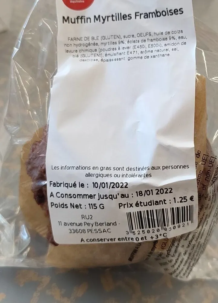 Muffin Myrtilles Framboises