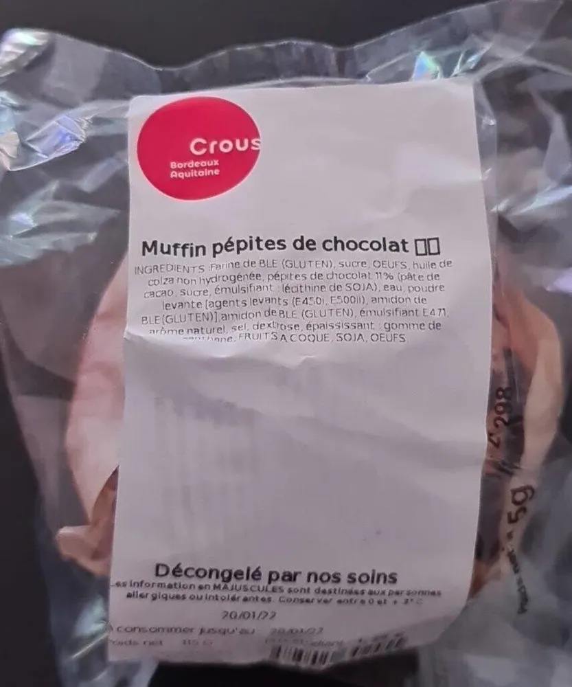 Muffins pépite de chocolat