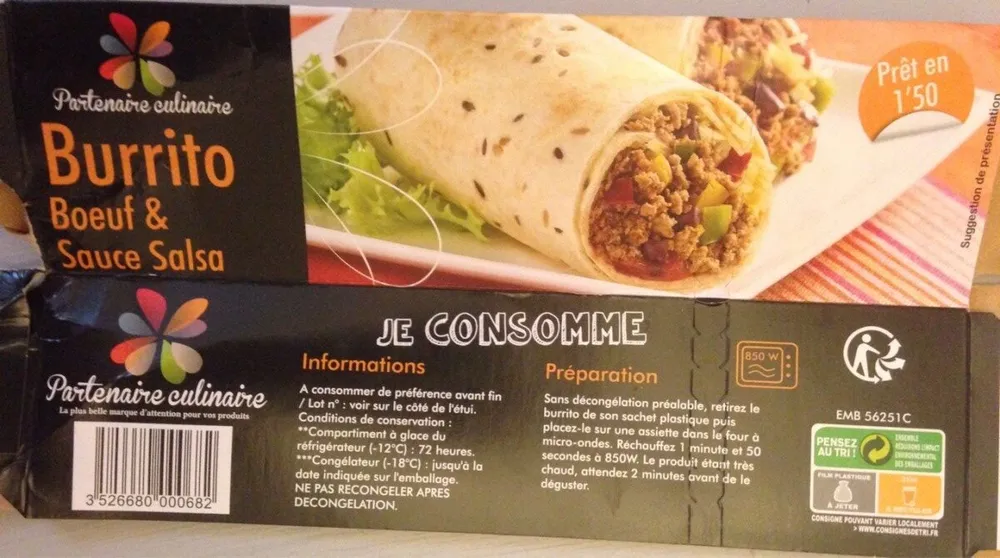 Burrito bœuf et sauce salsa