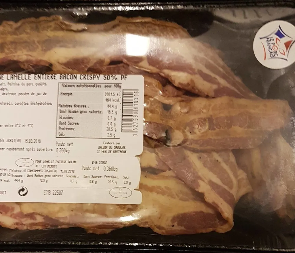 Fine lamelle bacon crispy