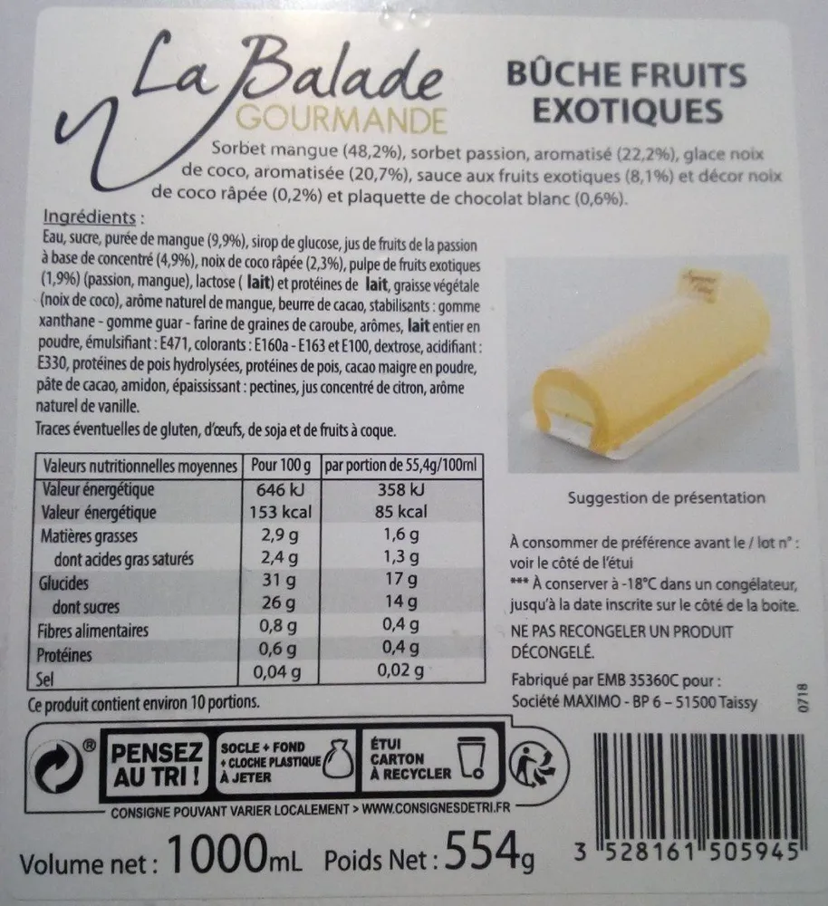 Bûche fruits exotiques