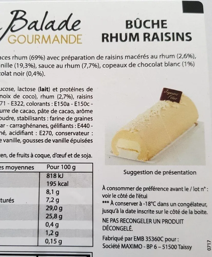 Bûche rhum raisins
