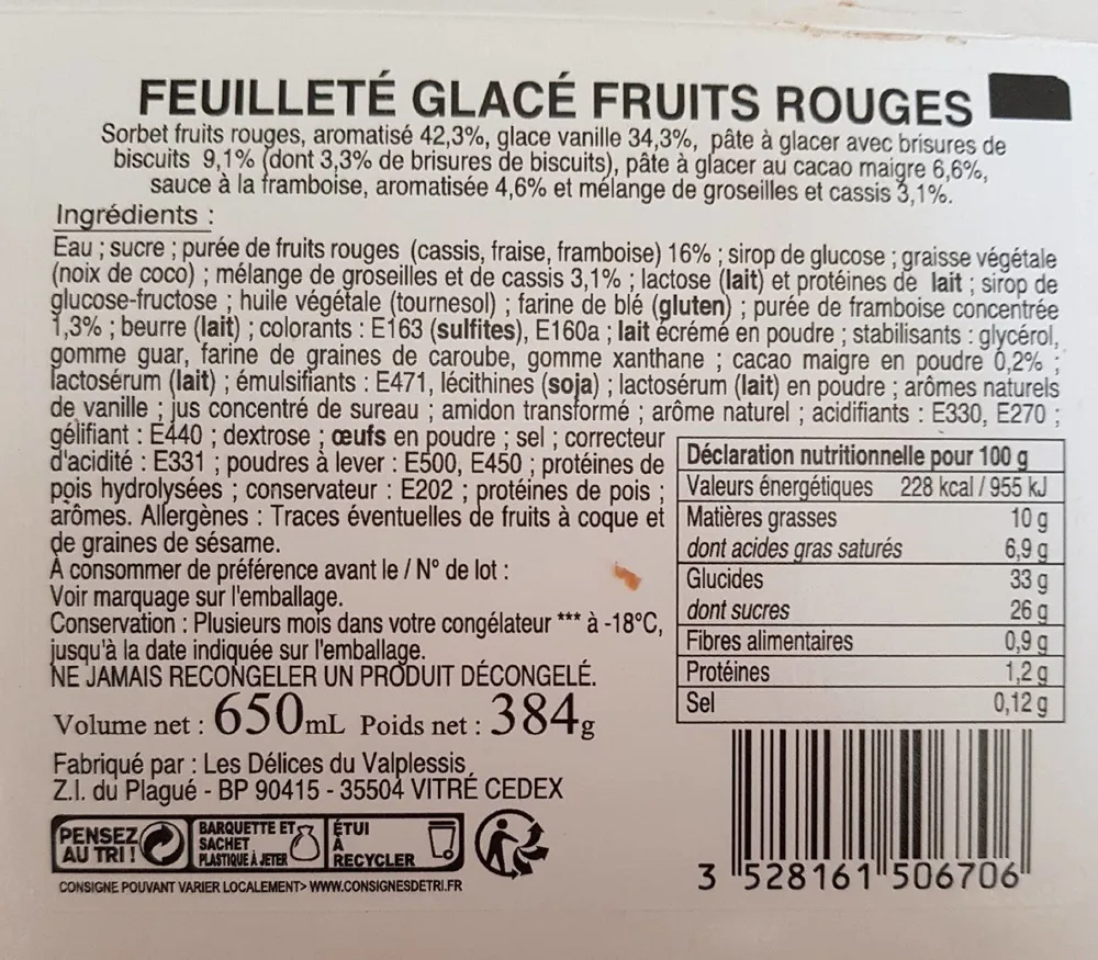 Feuilleté glacé fruits rouges