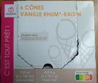 6 cônes vanille rhum-raisin