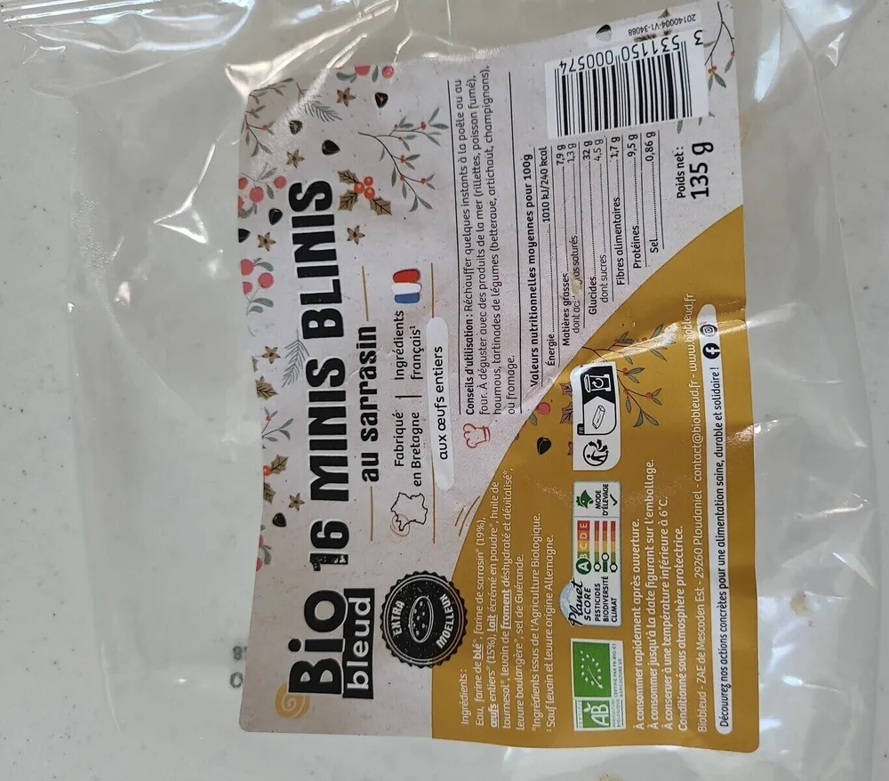 Biobleud 16 minis blinis au sarrasin