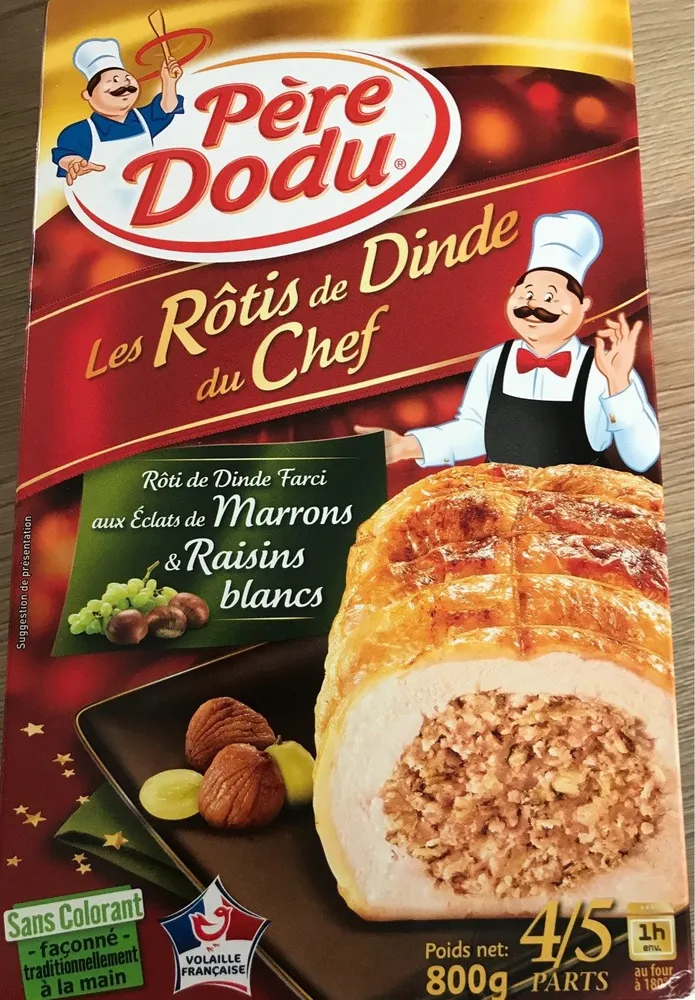 Les Rôtis de dinde du chef farci aux éclats de marrons & raisins blancs Père Dodu