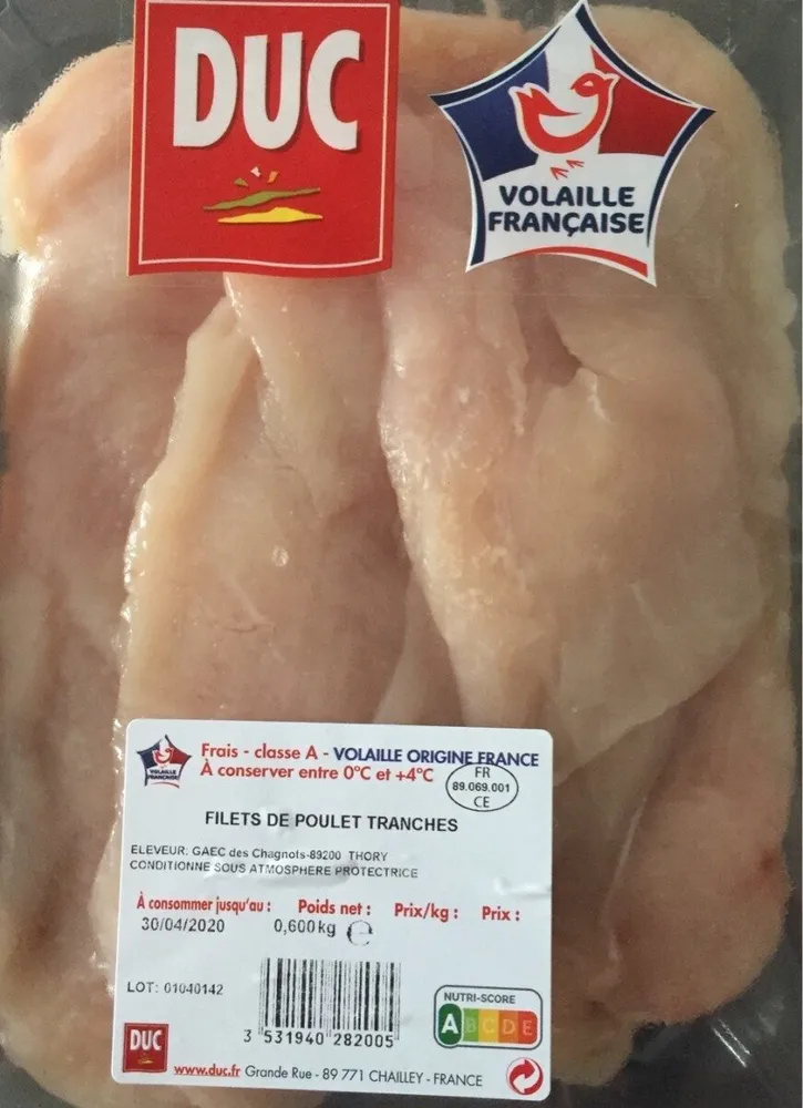 Filets de poulet tranches