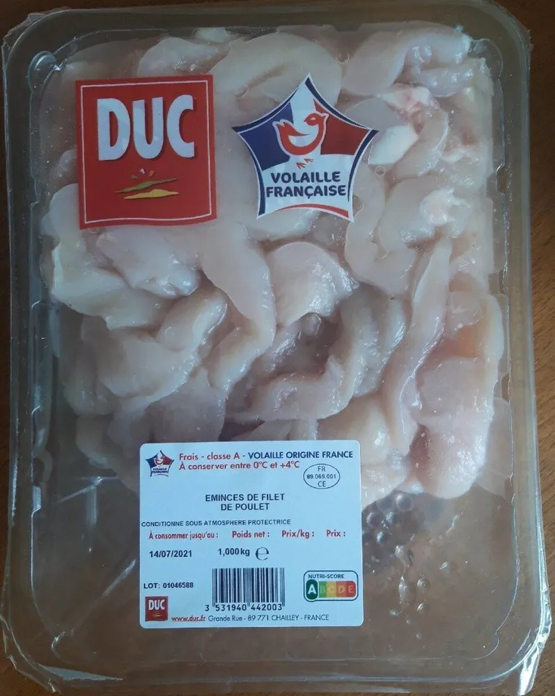 Émincés de filet de poulet