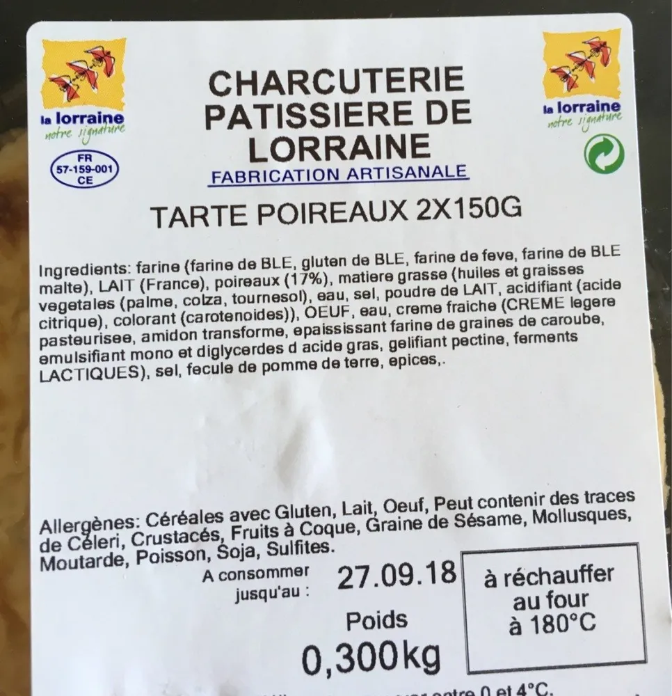 Tarte poireaux 2x150g