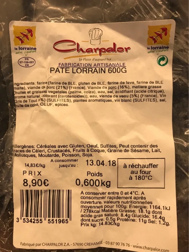 Pate lorrain 600 gr