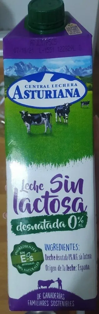 Leche sin lactosa desnatada 0%