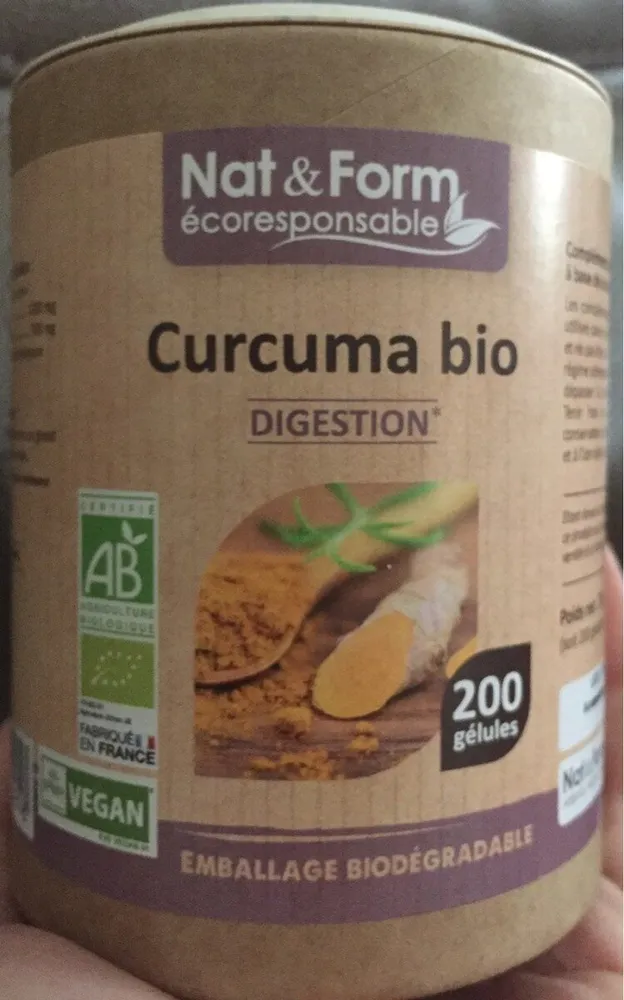 Curcuma Bio éco-responsable - 200 Gélules - Nat & Form
