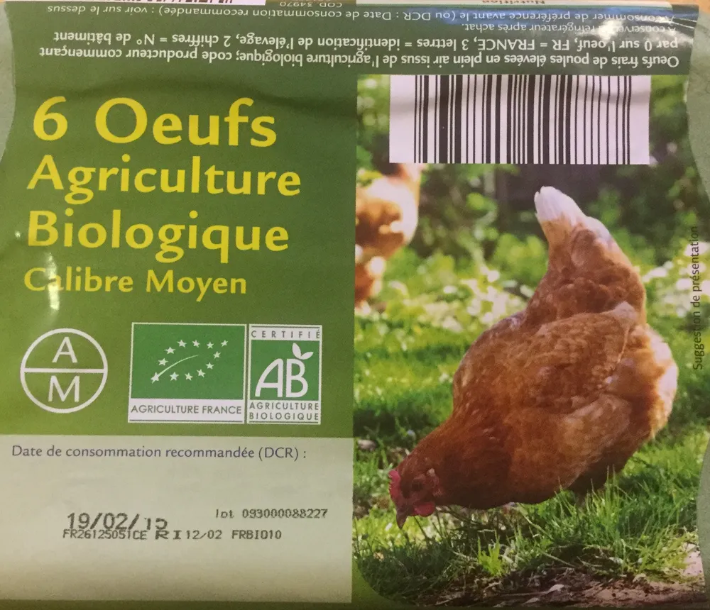 6 œufs agriculture biologique