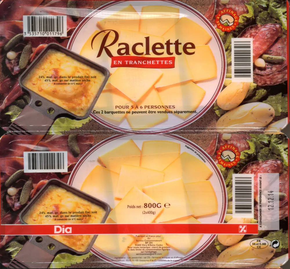 Raclette en tranches