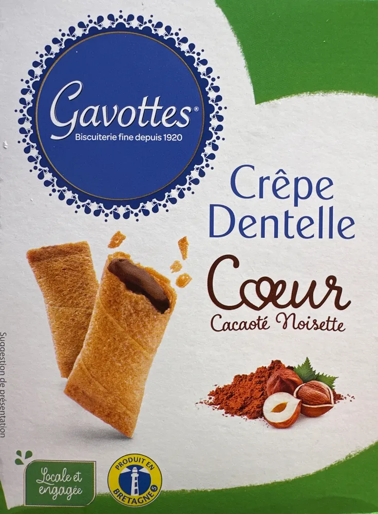 Crêpes dentelle coeur cacaoté noisette