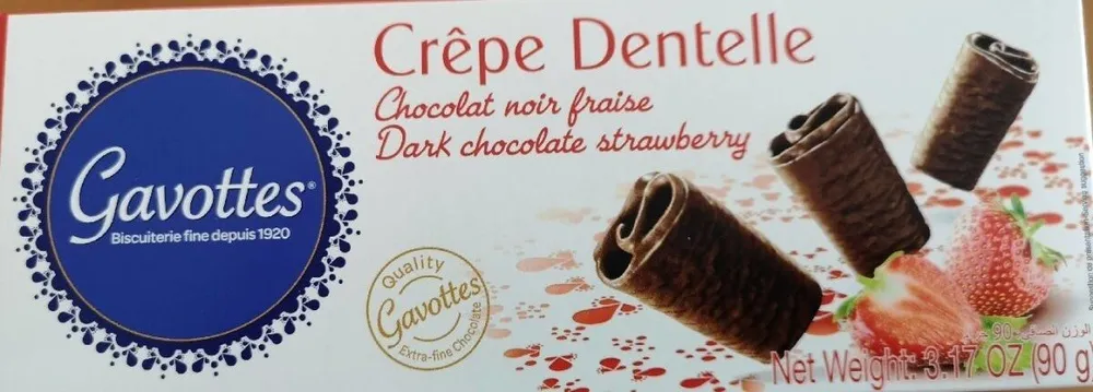 Crêpe dentelle chocolat noir fraise