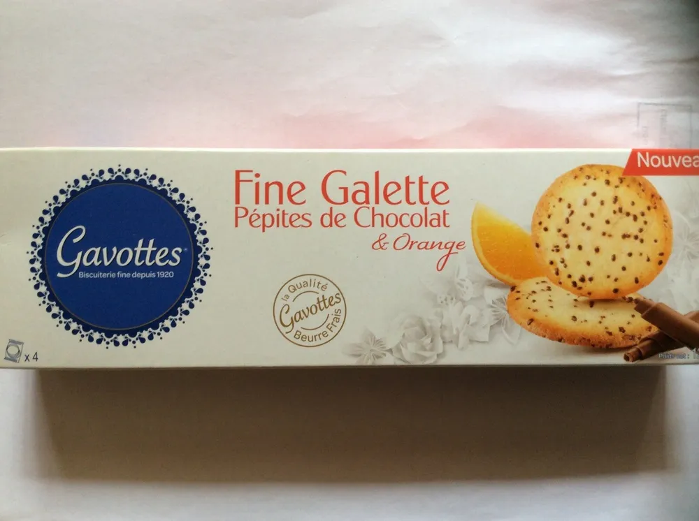 Fine galette pépites de chocolat et orange