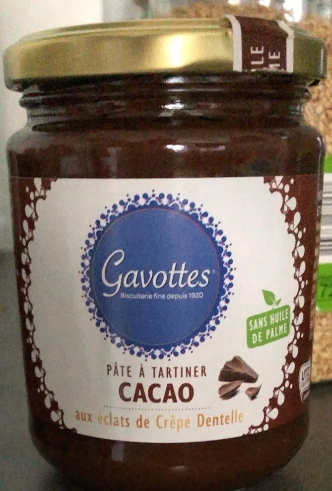 Pate à tartiner cacao aux éclats de crêpe dentelle