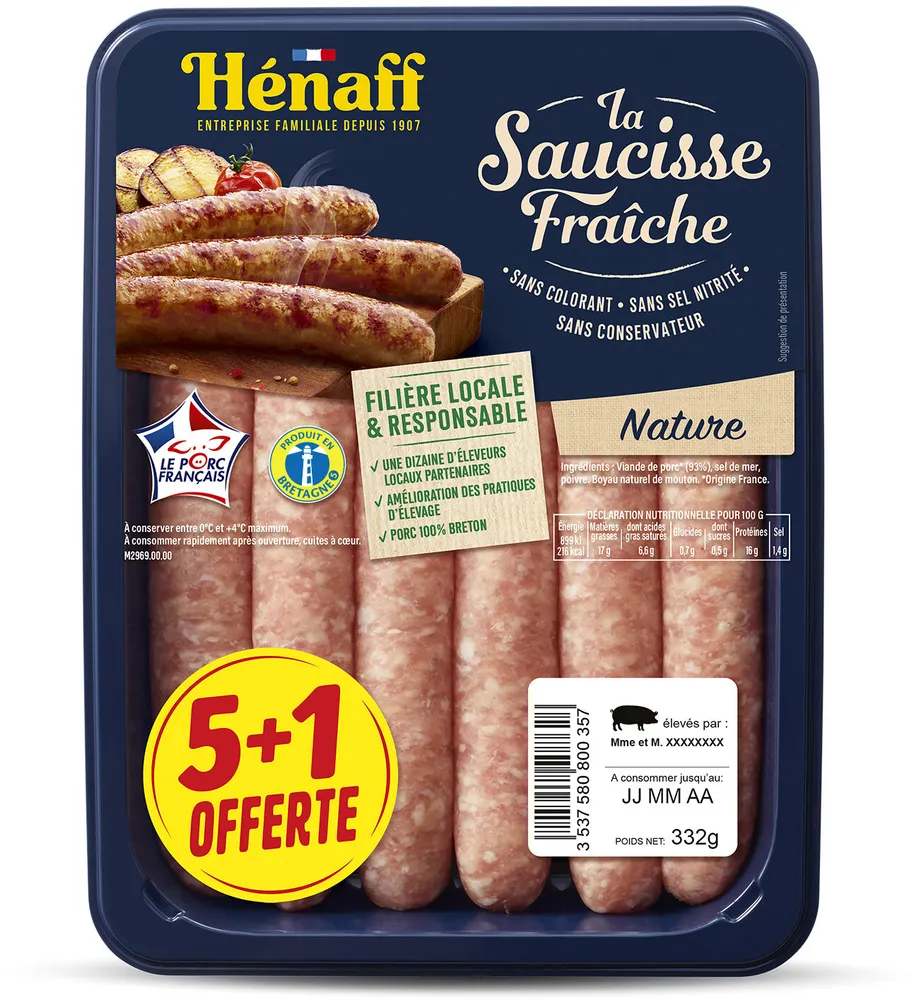 La saucisse fraîche nature