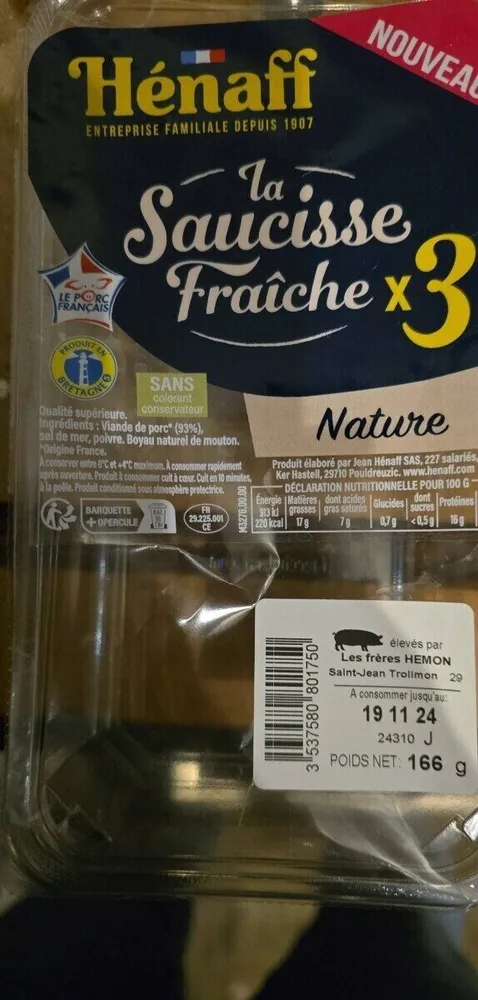 la Saucisse Fraîche x3 Nature